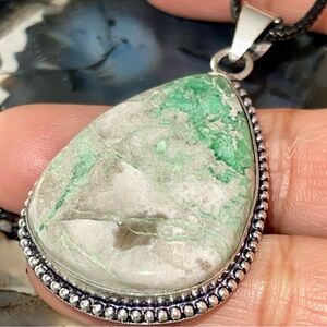 Teal Green Variscite- Utahlite Pendant 2"